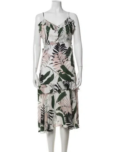 Pre-owned Milly Silk Midi Length Dress In White