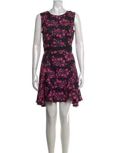 Pre-owned Milly Silk Mini Dress In Black/pink