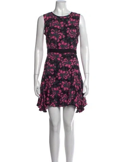 Pre-owned Milly Silk Mini Dress In Black/pink