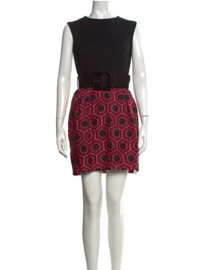 Pre-owned Milly Silk Mini Dress In Black/pink