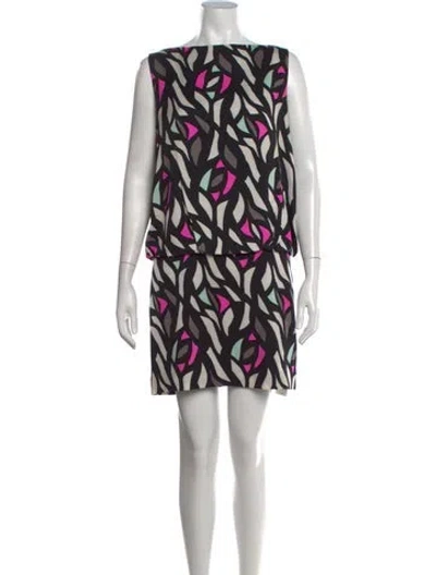 Pre-owned Milly Silk Mini Dress In Black/pink/white