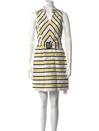 Pre-owned Milly Silk Mini Dress In Black/yellow