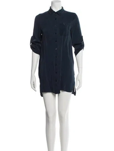 Pre-owned Milly Silk Mini Dress In Blue