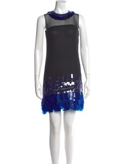 Pre-owned Milly Silk Mini Dress In Blue