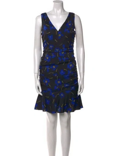 Pre-owned Milly Silk Mini Dress In Blue