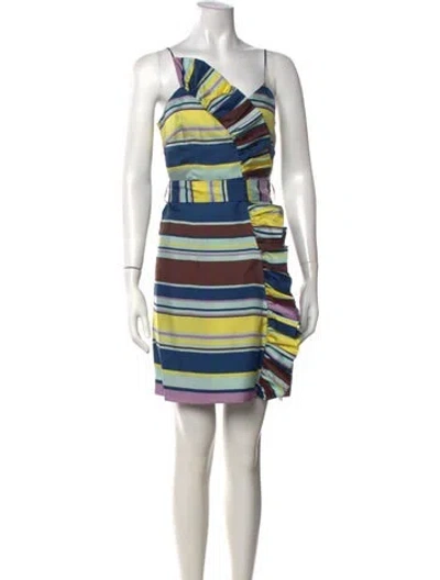 Pre-owned Milly Silk Mini Dress In Blue