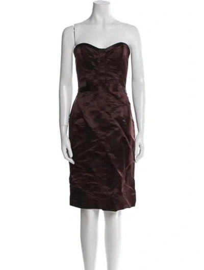 Pre-owned Milly Silk Mini Dress In Brown