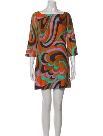 Pre-owned Milly Silk Mini Dress In Brown