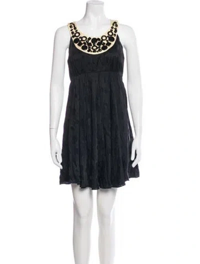 Pre-owned Milly Silk Mini Dress In Gray