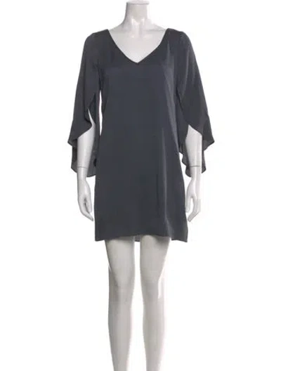 Pre-owned Milly Silk Mini Dress In Gray