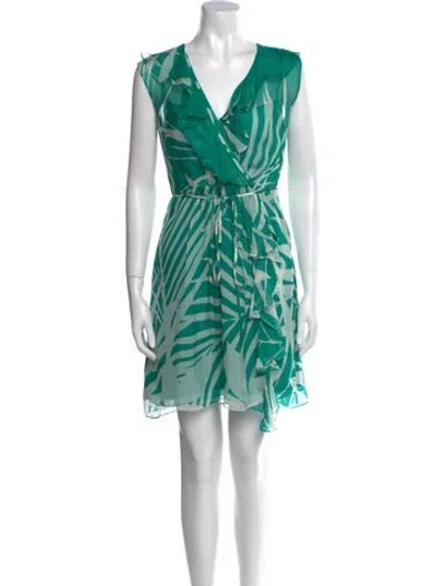 Pre-owned Milly Silk Mini Dress In Green