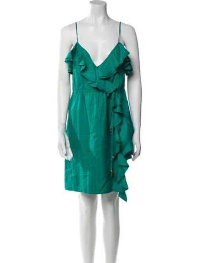 Pre-owned Milly Silk Mini Dress In Green