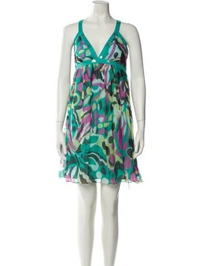 Pre-owned Milly Silk Mini Dress In Green