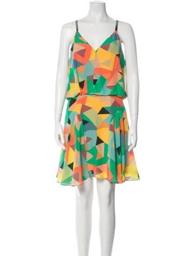 Pre-owned Milly Silk Mini Dress In Green