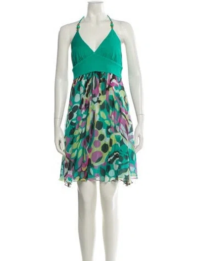Pre-owned Milly Silk Mini Dress In Green