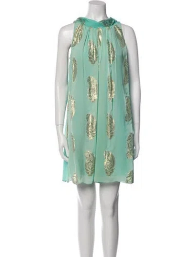 Pre-owned Milly Silk Mini Dress In Green