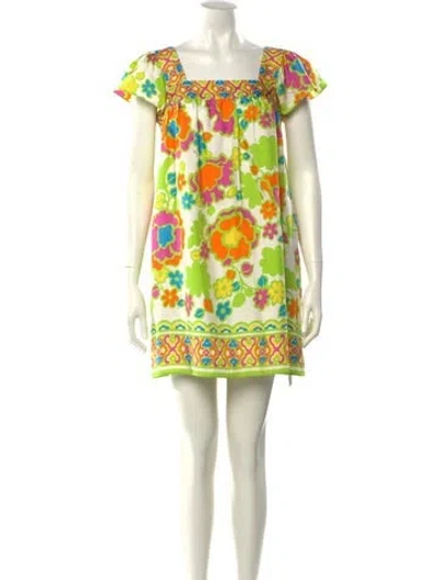 Pre-owned Milly Silk Mini Dress In Green