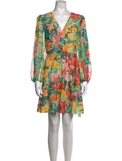 Pre-owned Milly Silk Mini Dress In Green