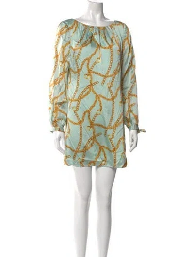 Pre-owned Milly Silk Mini Dress In Green