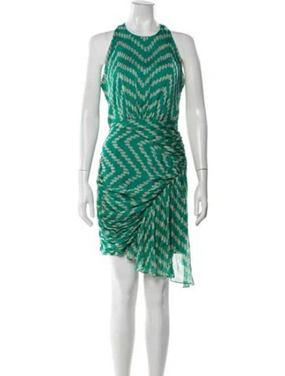 Pre-owned Milly Silk Mini Dress In Green
