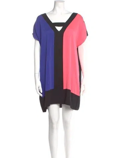 Pre-owned Milly Silk Mini Dress In Multi