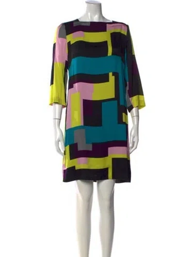 Pre-owned Milly Silk Mini Dress In Multi