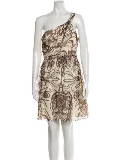 Pre-owned Milly Silk Mini Dress In Neutral