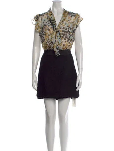 Pre-owned Milly Silk Mini Dress In Neutral