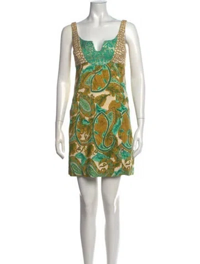 Pre-owned Milly Silk Mini Dress In Neutrals