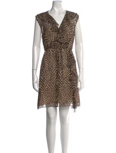 Pre-owned Milly Silk Mini Dress In Neutrals