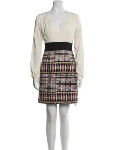 Pre-owned Milly Silk Mini Dress In Neutrals