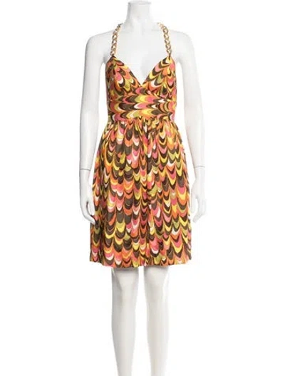 Pre-owned Milly Silk Mini Dress In Orange