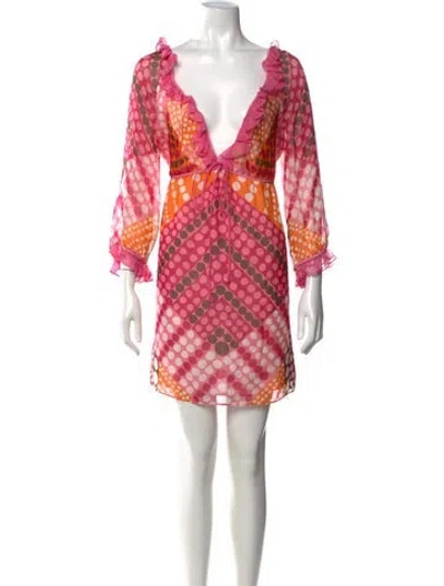 Pre-owned Milly Silk Mini Dress In Orange/pink