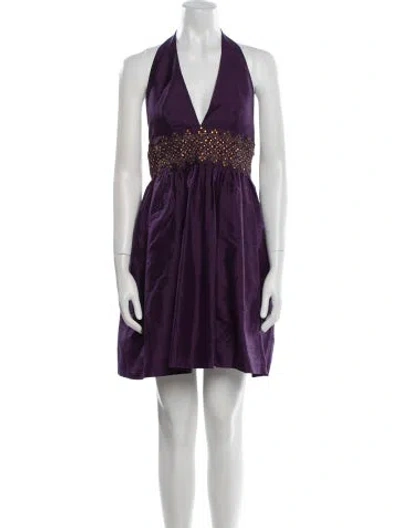 Pre-owned Milly Silk Mini Dress In Purple