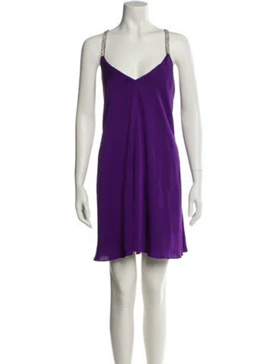 Pre-owned Milly Silk Mini Dress In Purple