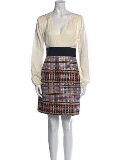 Pre-owned Milly Silk Mini Dress W/ Tags In Neutral