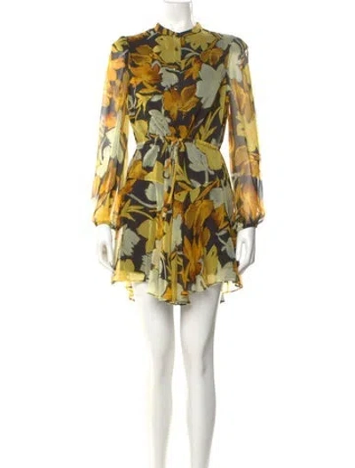 Pre-owned Milly Silk Mini Dress W/ Tags In Yellow