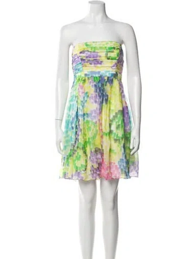 Pre-owned Milly Silk Mini Dress In Yellow