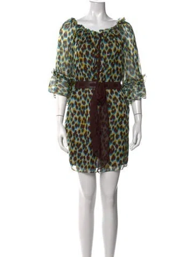 Pre-owned Milly Silk Mini Dress In Yellow