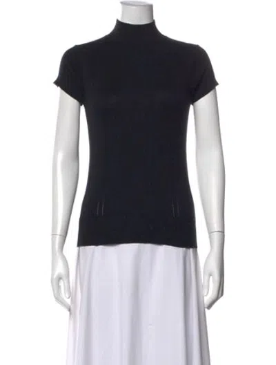 Pre-owned Milly Silk Mock Neck Sweater In Black