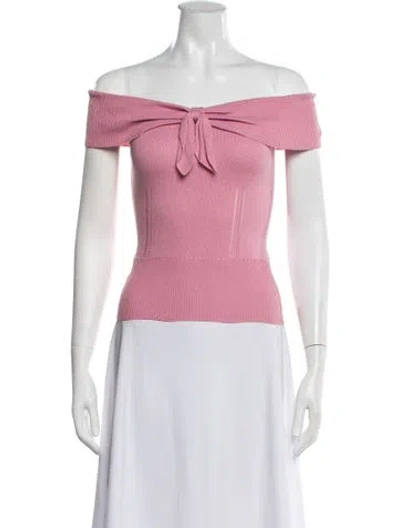 Pre-owned Milly Silk Off-the-shoulder Sweater In Pink