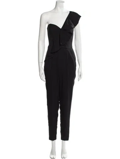 Pre-owned Milly Silk One-shoulder Jumpsuit In Black