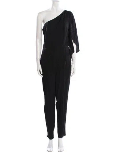 Pre-owned Milly Silk One-shoulder Jumpsuit In Black
