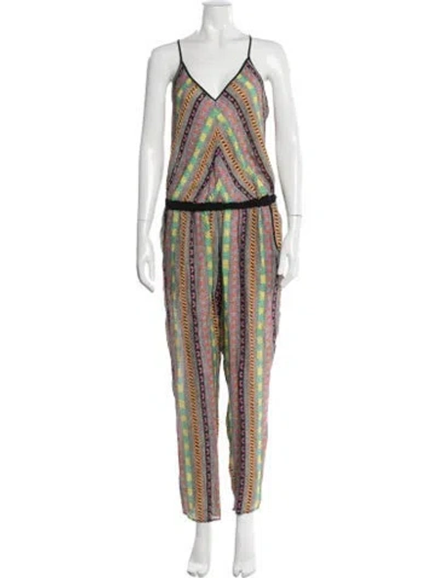 Pre-owned Milly Silk Printed Jumpsuit In Black