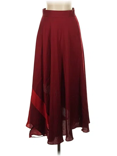 Milly Silk Skirt In Burgundy