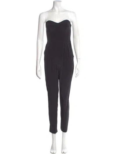 Pre-owned Milly Silk Strapless Jumpsuit In Black