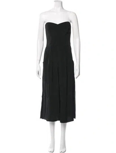 Pre-owned Milly Silk Strapless Jumpsuit In Black