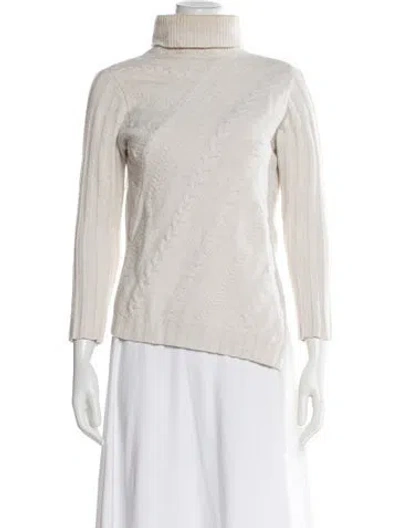 Pre-owned Milly Silk Turtleneck Sweater In Neutral
