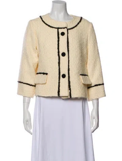 Pre-owned Milly Silk Tweed Pattern Jacket In Neutral