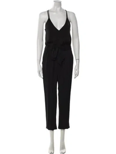 Pre-owned Milly Silk V-neck Jumpsuit In Black